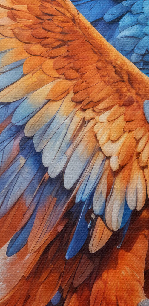 Colorful bird flying with paint splashes