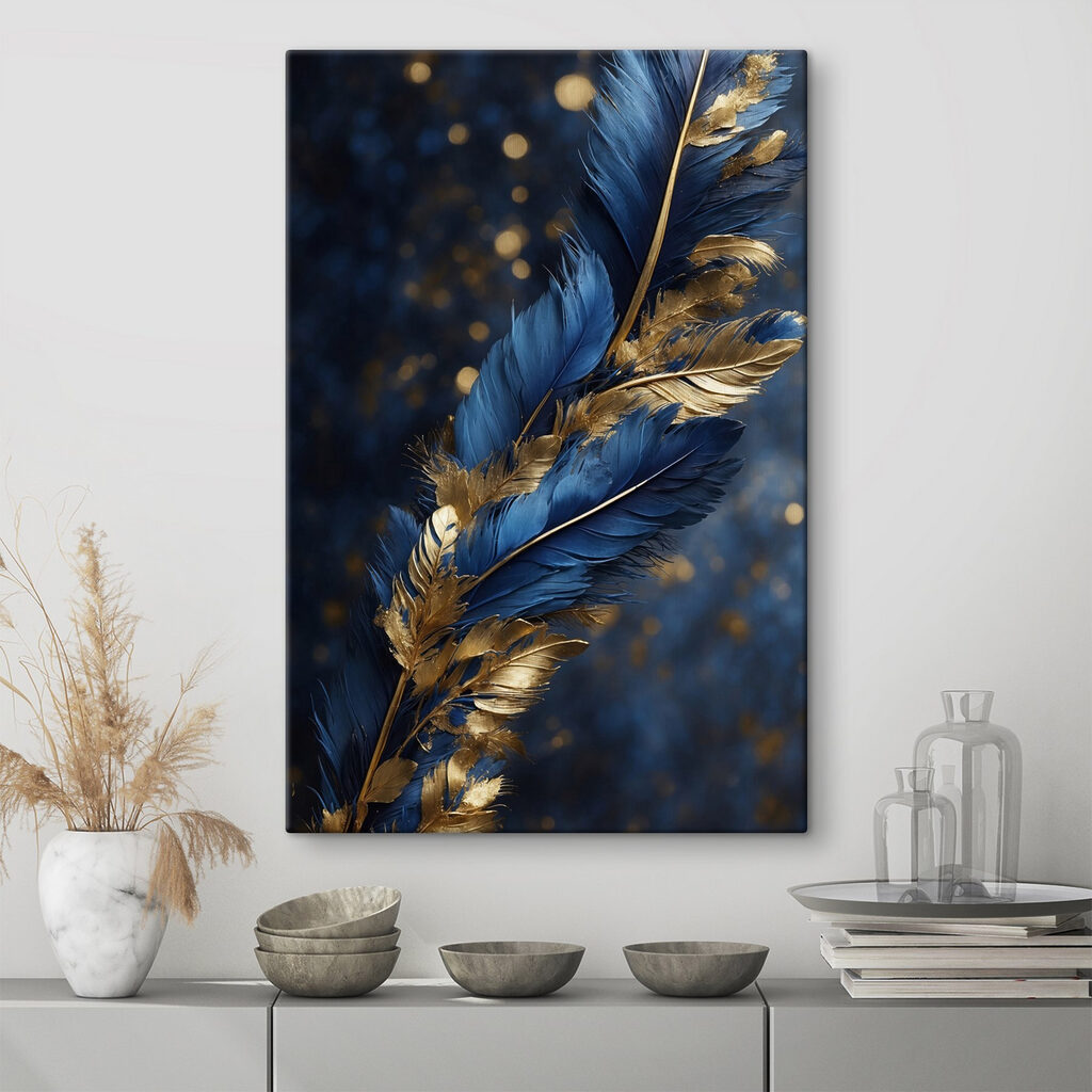 Vibrant feathers against a dark backdrop