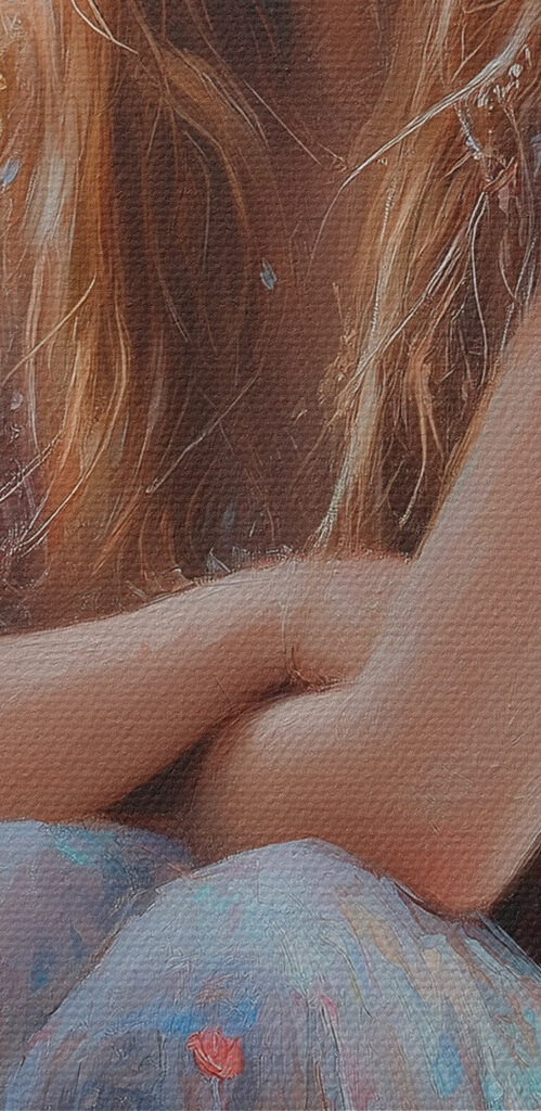 Painting of a woman with foxes