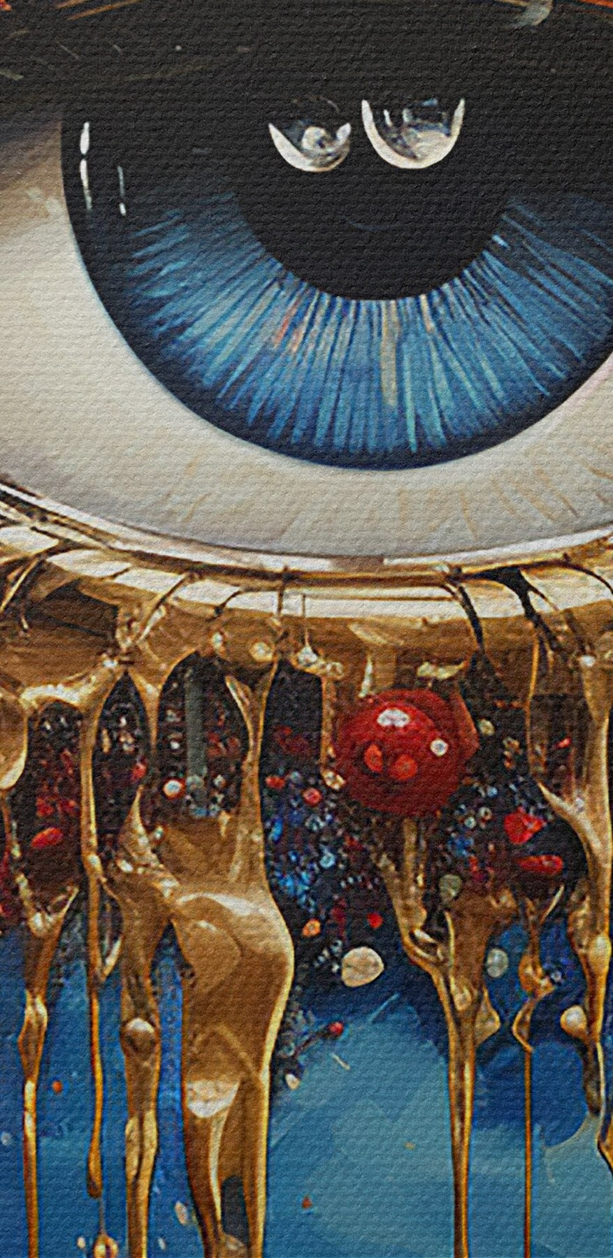 Mysterieus oog met stadsreflectie