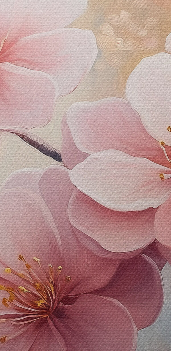 Schilderij van roze bloemen Schilderij van roze bloemen