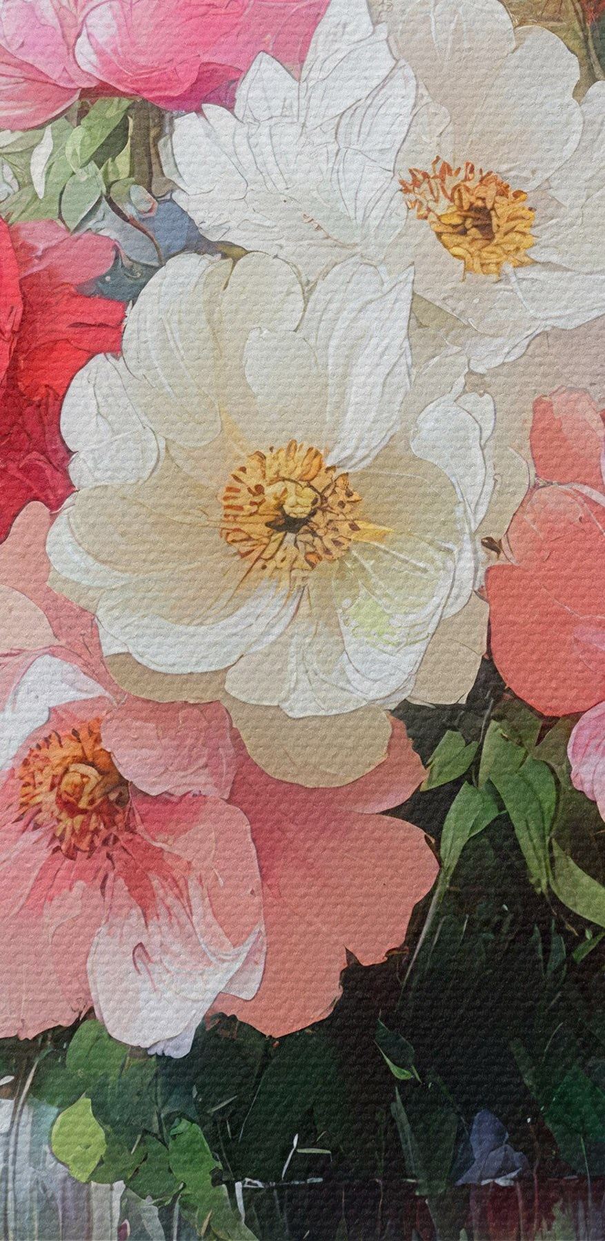 Schilderij van bloemen in een vaas