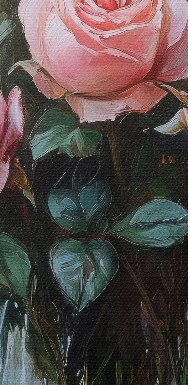 Schilderij van roze rozen in een vaas Schilderij van roze rozen in een vaas