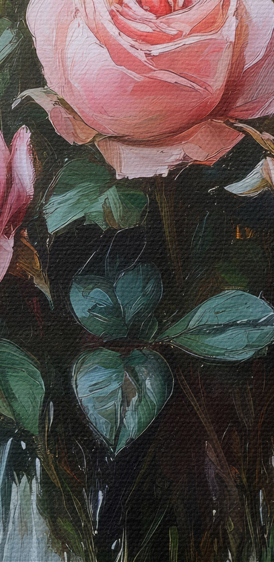 Schilderij van roze rozen in een vaas Schilderij van roze rozen in een vaas