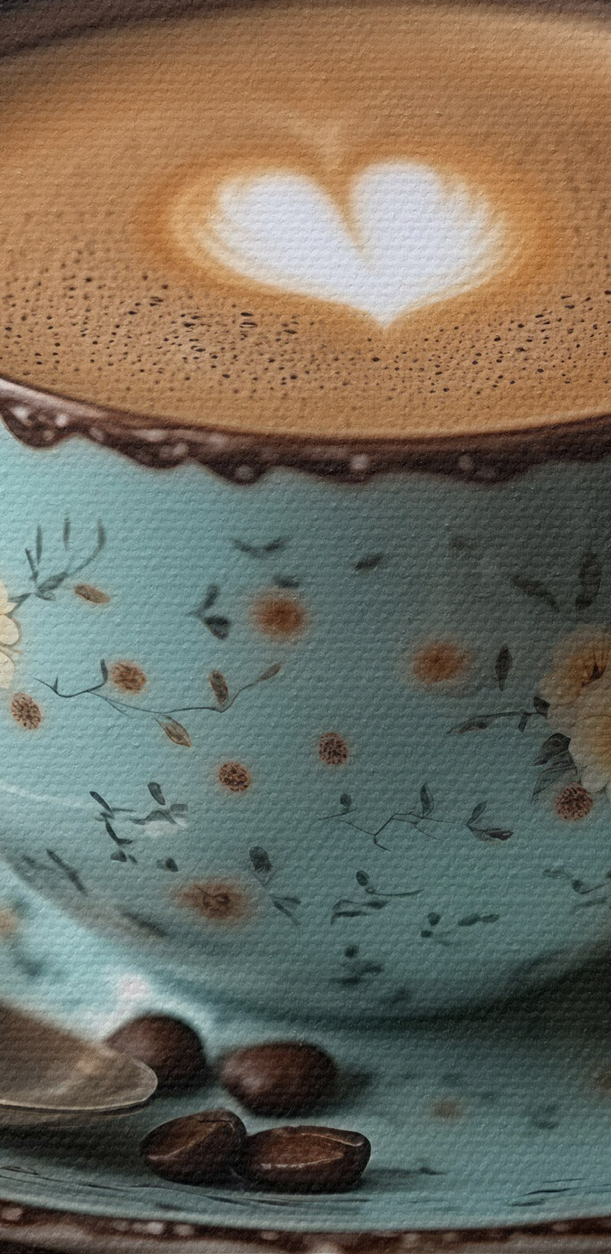 Kop koffie met hartvormig schuim in het schuim