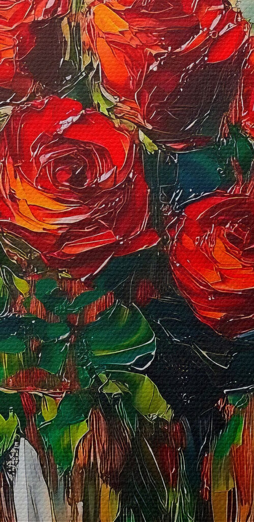 Painting of a bouquet of red roses Painting of a bouquet of red roses