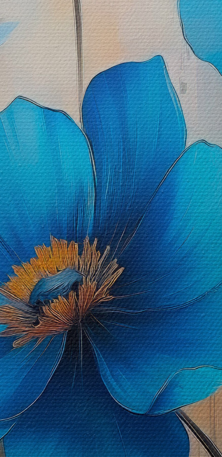 Schilderij van blauwe bloemen