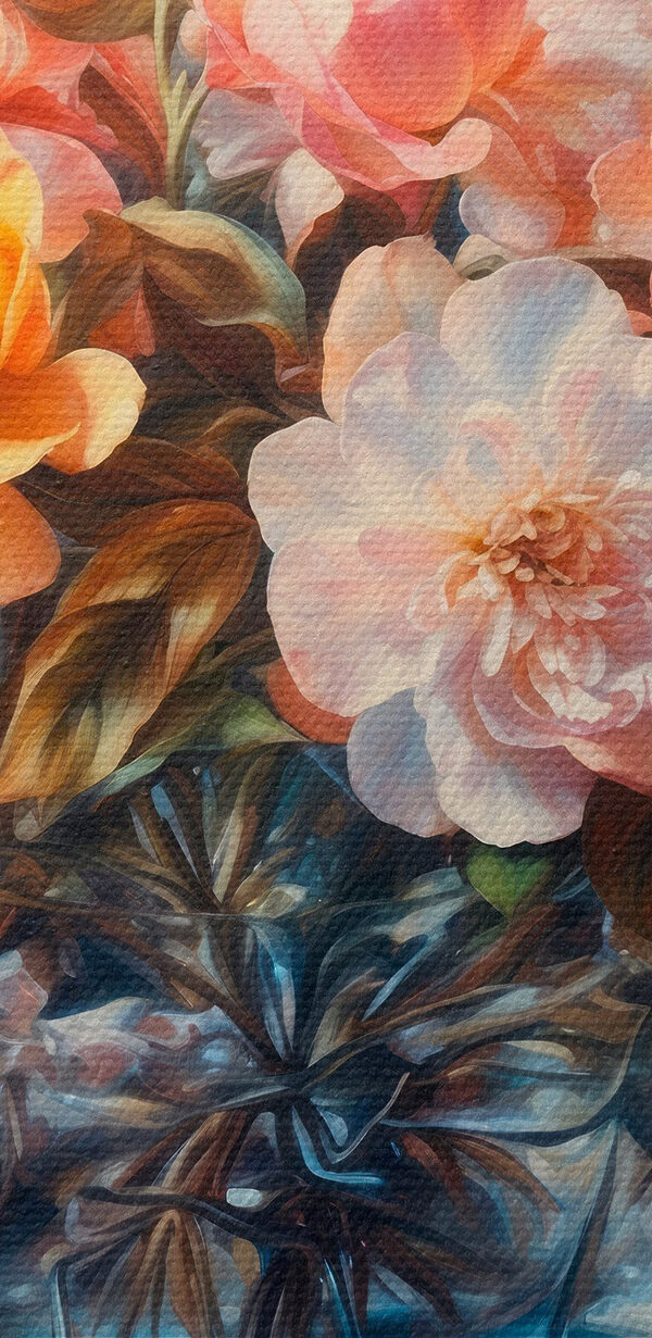 Schilderij van bloemen in een glazen vaas Schilderij van bloemen in een glazen vaas