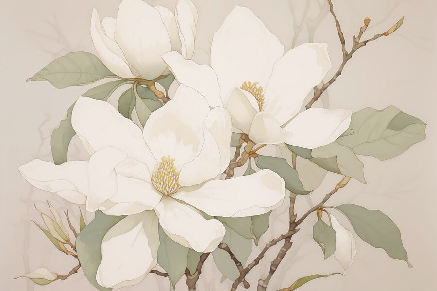 Schilderij van witte bloemen