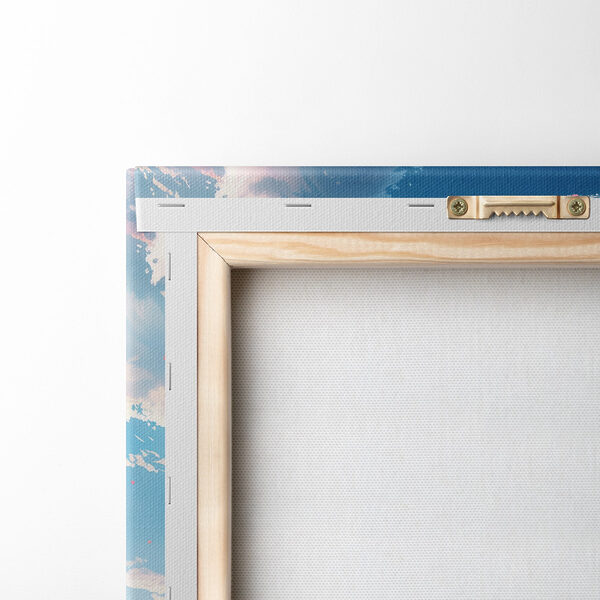 Blue sky with clouds and pink hearts