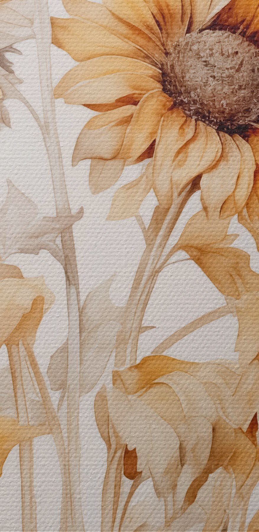 Schilderij van zonnebloemen op een witte achtergrond