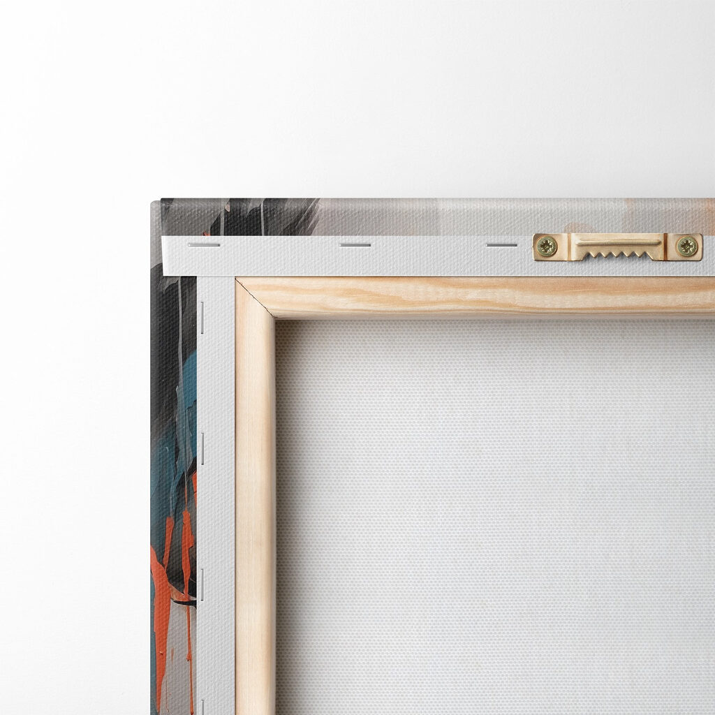 Painting of a woman with orange paint on her face