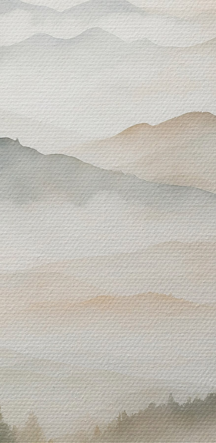 Aquarel van bergen en bomen