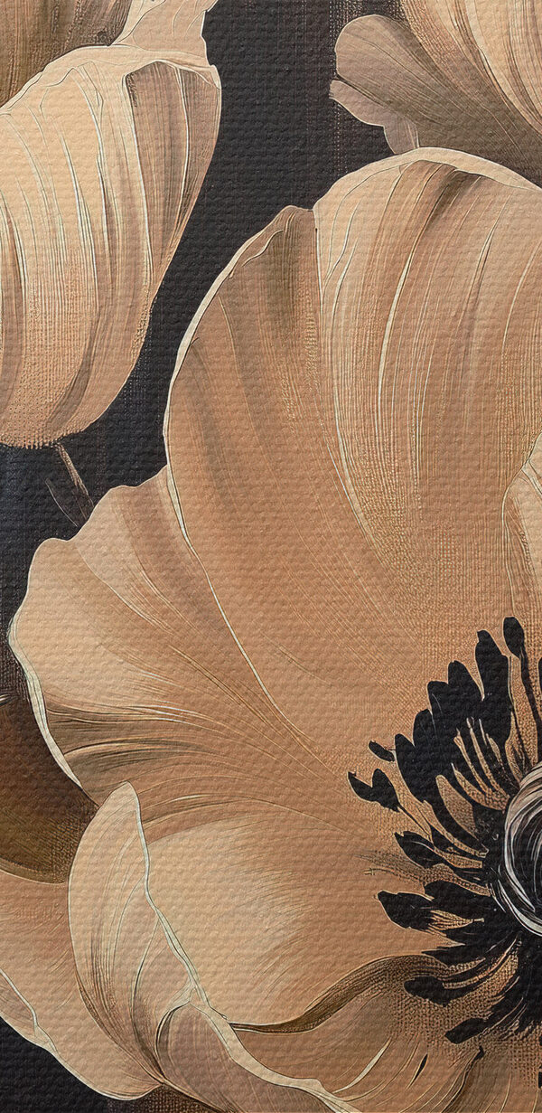 Schilderij van bloemen op zwarte achtergrond Schilderij van bloemen op zwarte achtergrond