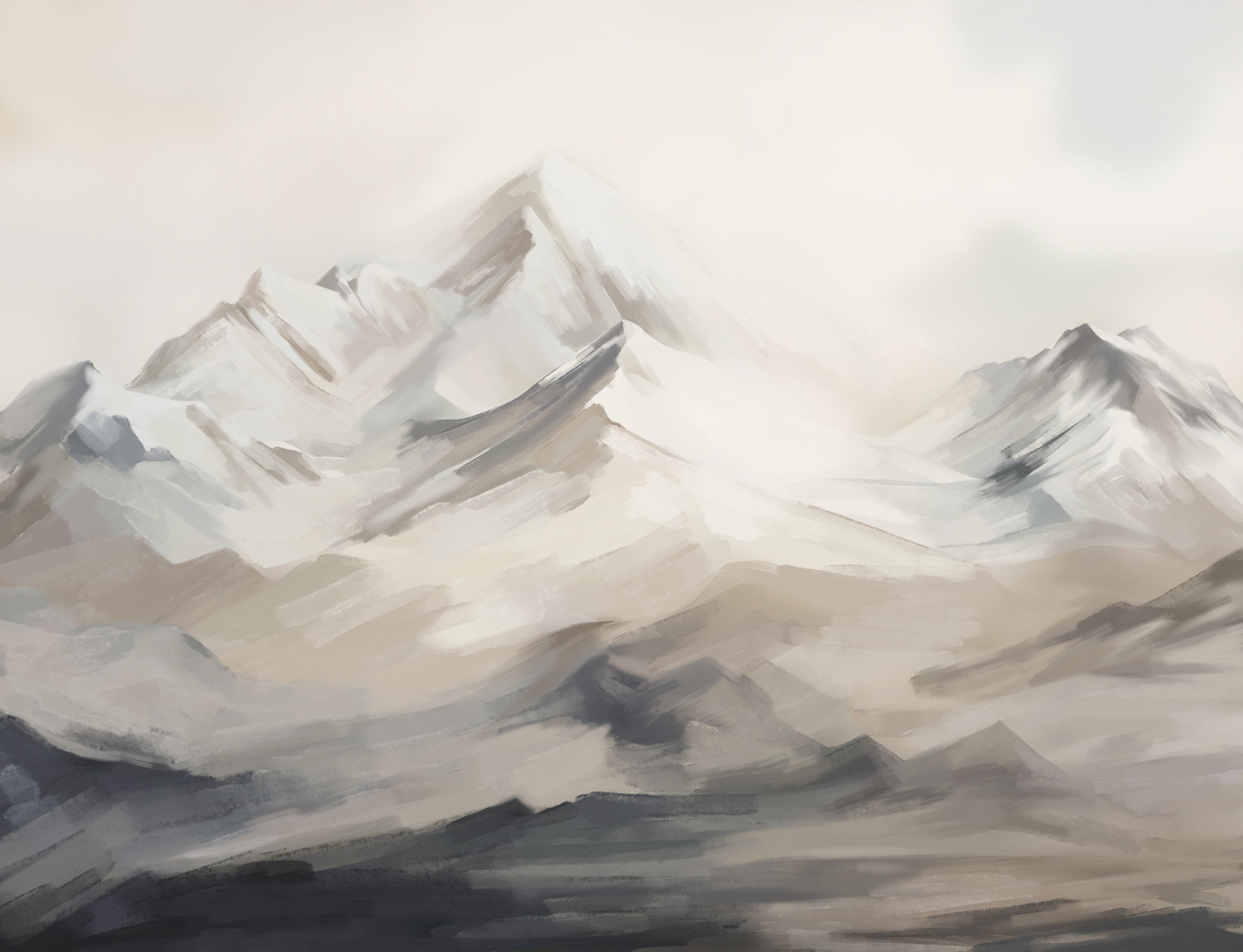Painting of a mountain range Painting of a mountain range