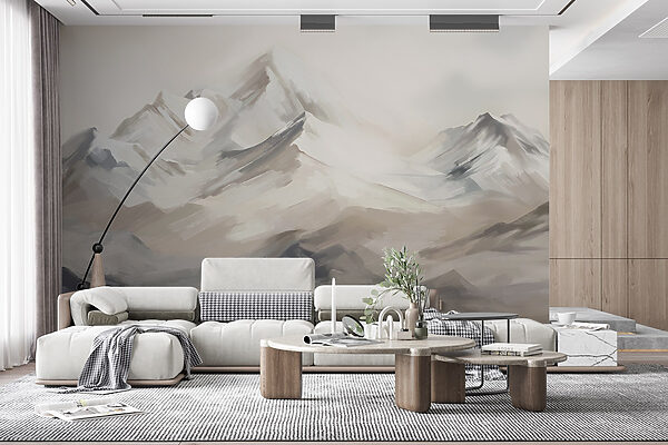 Schilderij van een bergketen Schilderij van een bergketen
