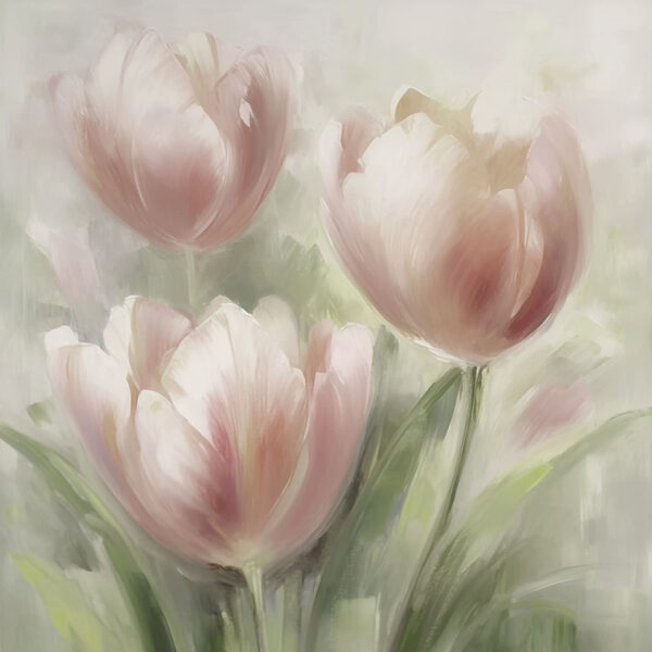 Schilderij van roze bloemen Schilderij van roze bloemen