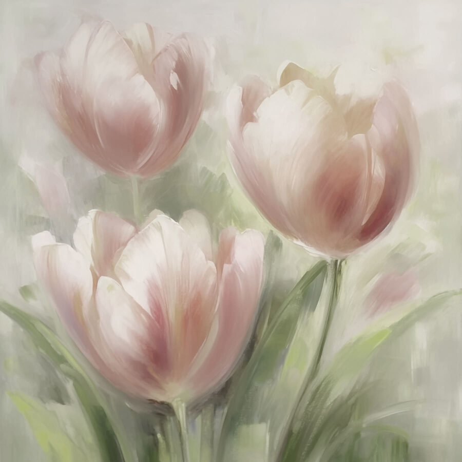 Schilderij van roze bloemen