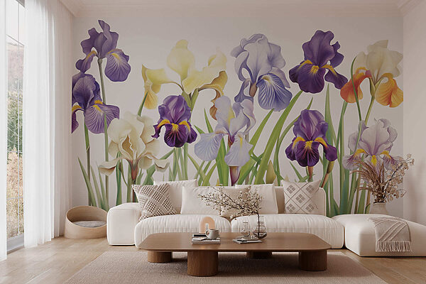 Groep paarse en witte bloemen Groep paarse en witte bloemen