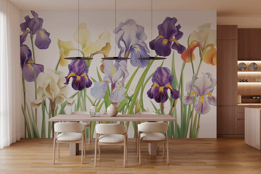Groep paarse en witte bloemen Groep paarse en witte bloemen