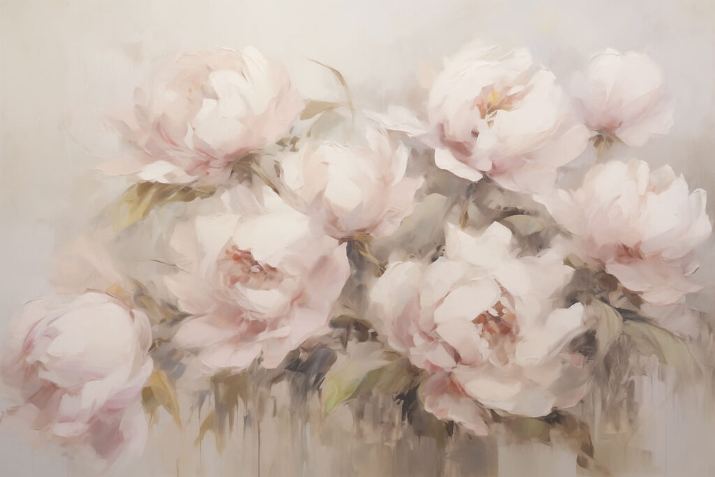 Schilderij van bloemen op een witte achtergrond Schilderij van bloemen op een witte achtergrond