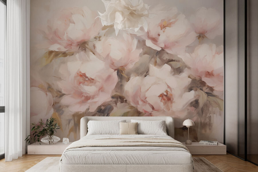 Schilderij van bloemen op een witte achtergrond Schilderij van bloemen op een witte achtergrond
