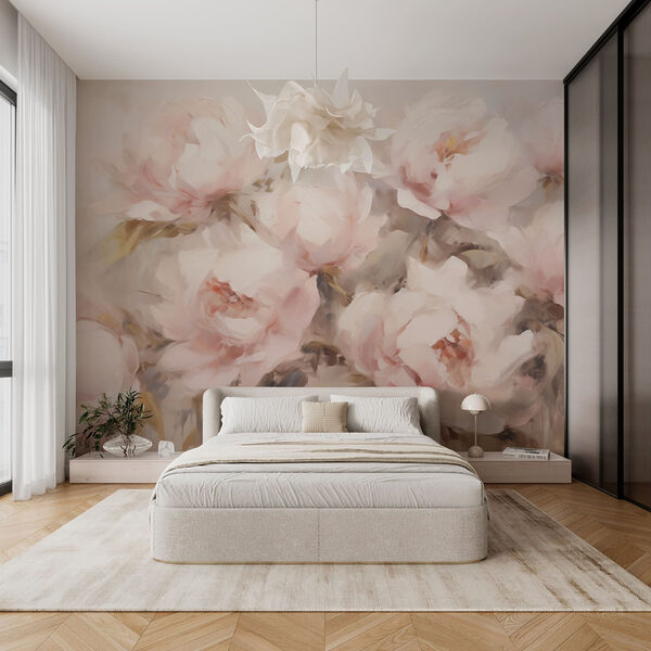 Schilderij van bloemen op een witte achtergrond Schilderij van bloemen op een witte achtergrond