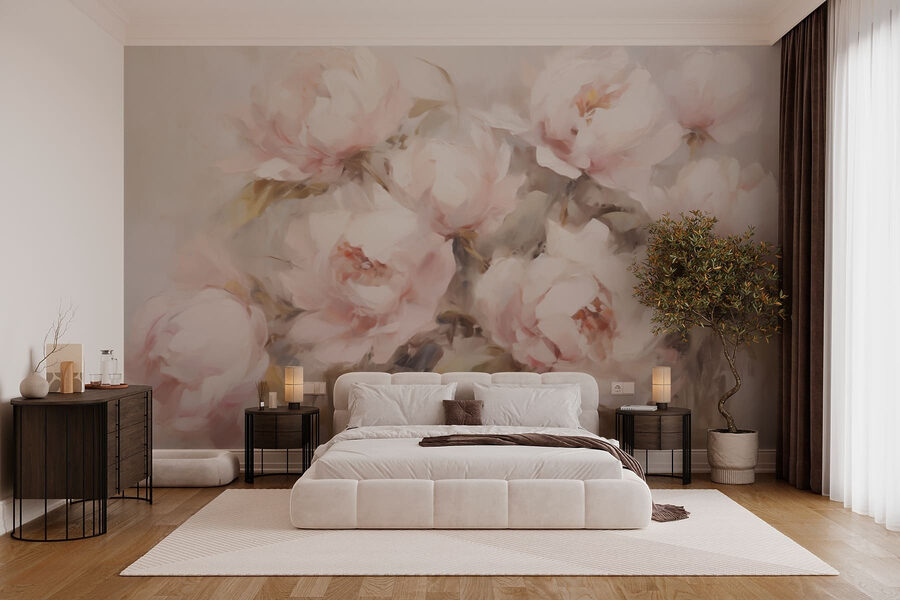 Schilderij van bloemen op een witte achtergrond Schilderij van bloemen op een witte achtergrond