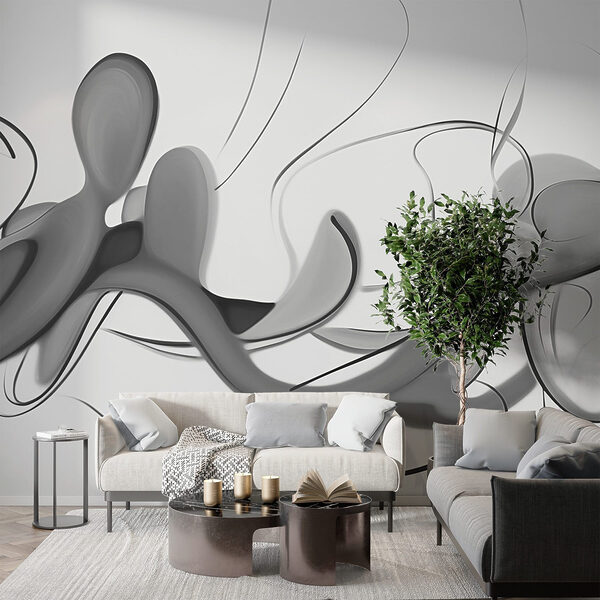 Zwart-wit afbeelding van een wervelend ontwerp Zwart-wit afbeelding van een wervelend ontwerp