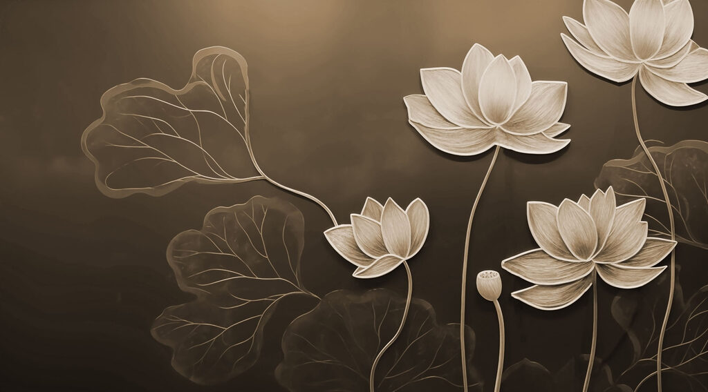 Serene bloemen op een gedempt canvas Serene bloemen op een gedempt canvas