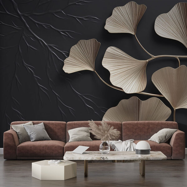 Delicate leaves against a dark backdrop