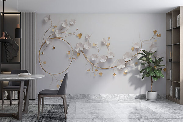 Elegant bloemdecor op een muur Elegant bloemdecor op een muur
