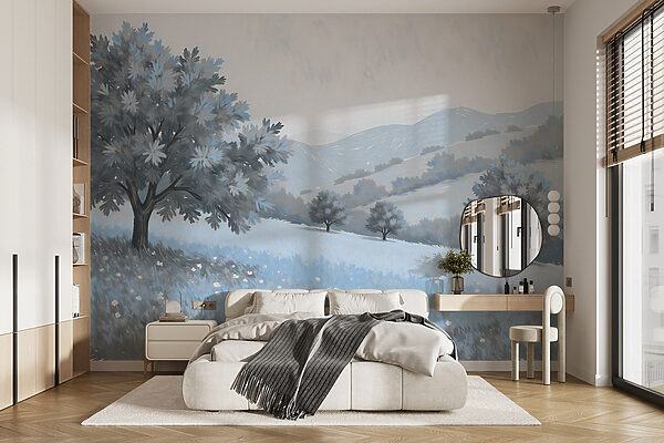 Landschap met bomen en bloemen Landschap met bomen en bloemen