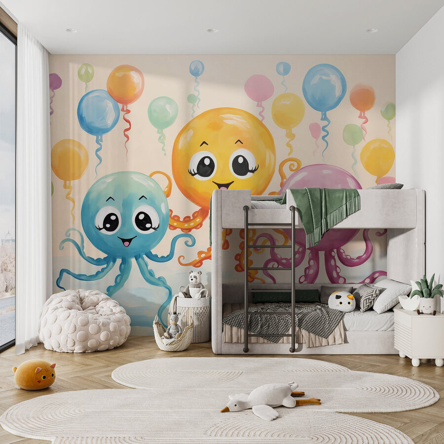 Groep octopussen met ballonnen