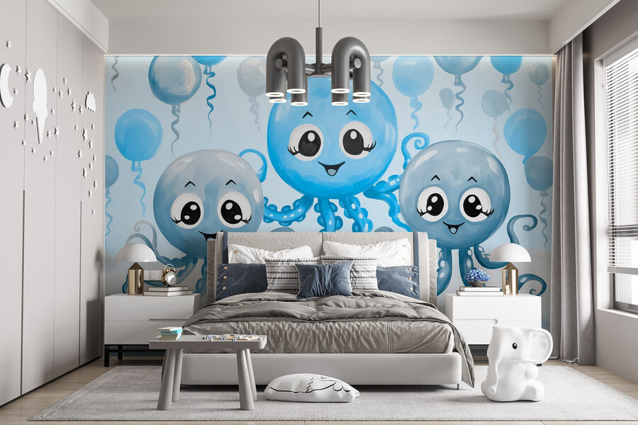 Groep octopussen met ballonnen