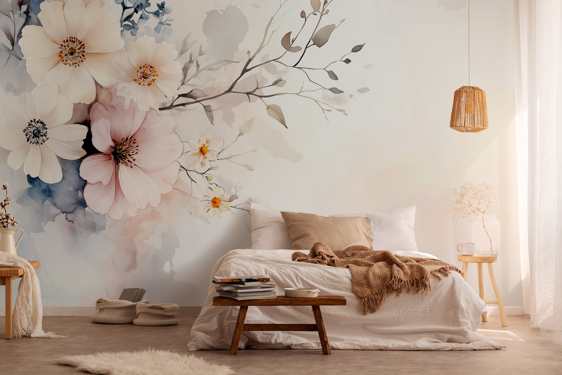 Painting of flowers on a white background Painting of flowers on a white background