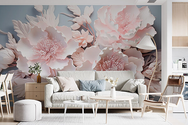 Groep witte bloemen Fotobehang Groep witte bloemen