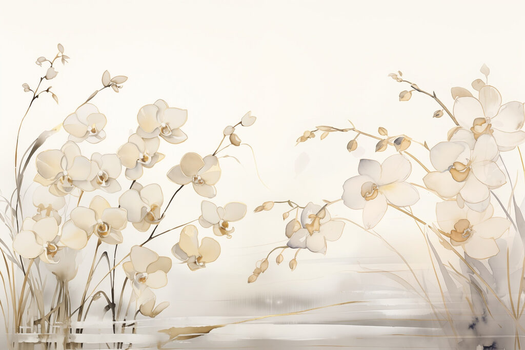 Schilderij van witte bloemen Schilderij van witte bloemen
