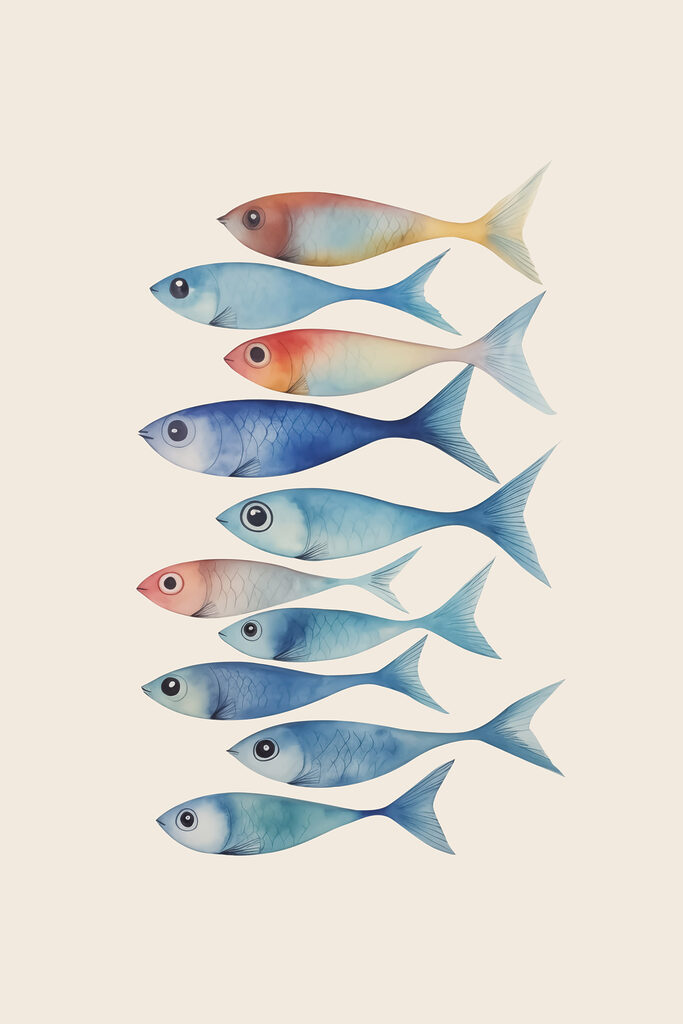 Group of fish with different colors