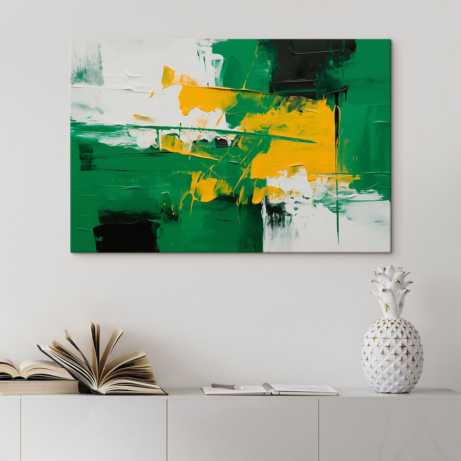 Schilderen met groene en gele verf