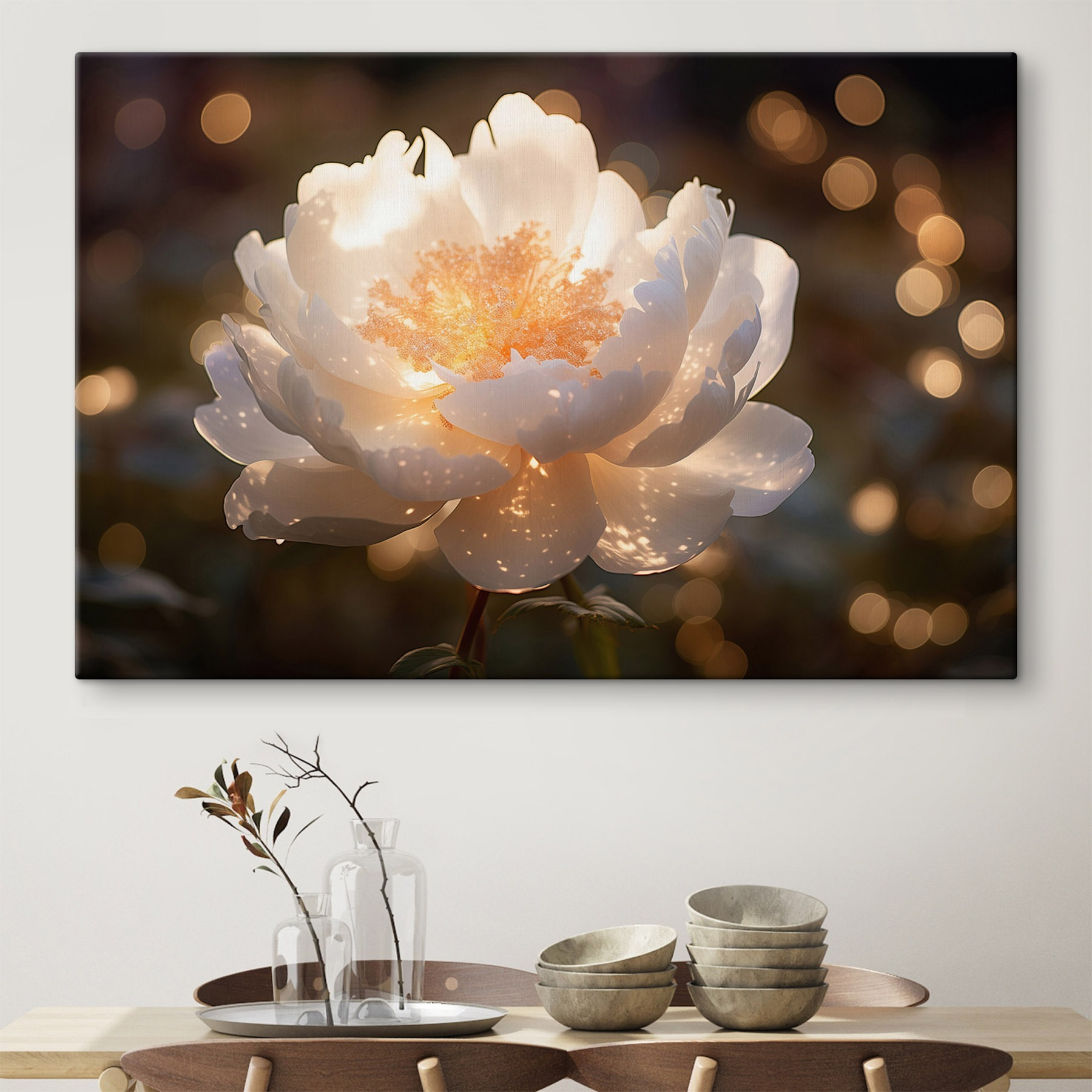 White flower with yellow center