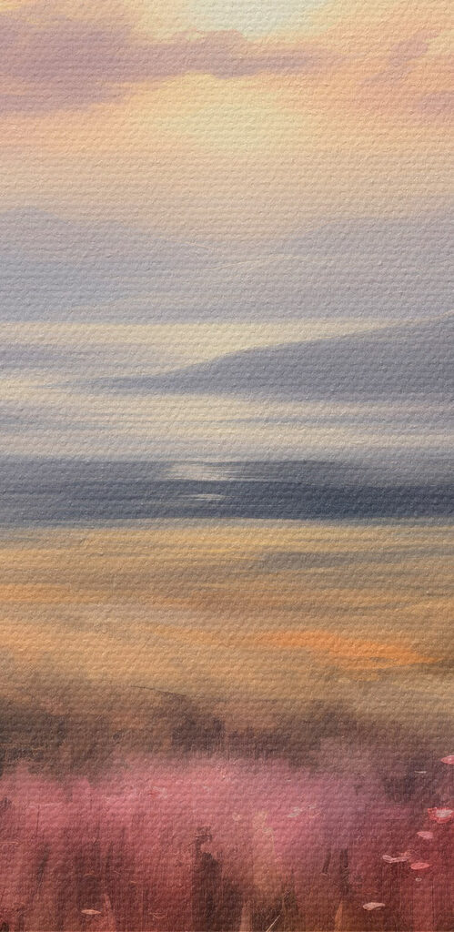 Field of flowers with mountains in the background Field of flowers with mountains in the background