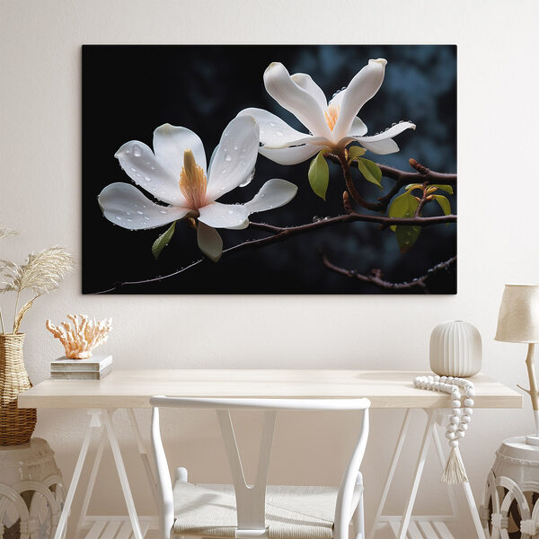 Delicate bloesems versierd met druppels Delicate bloesems versierd met druppels