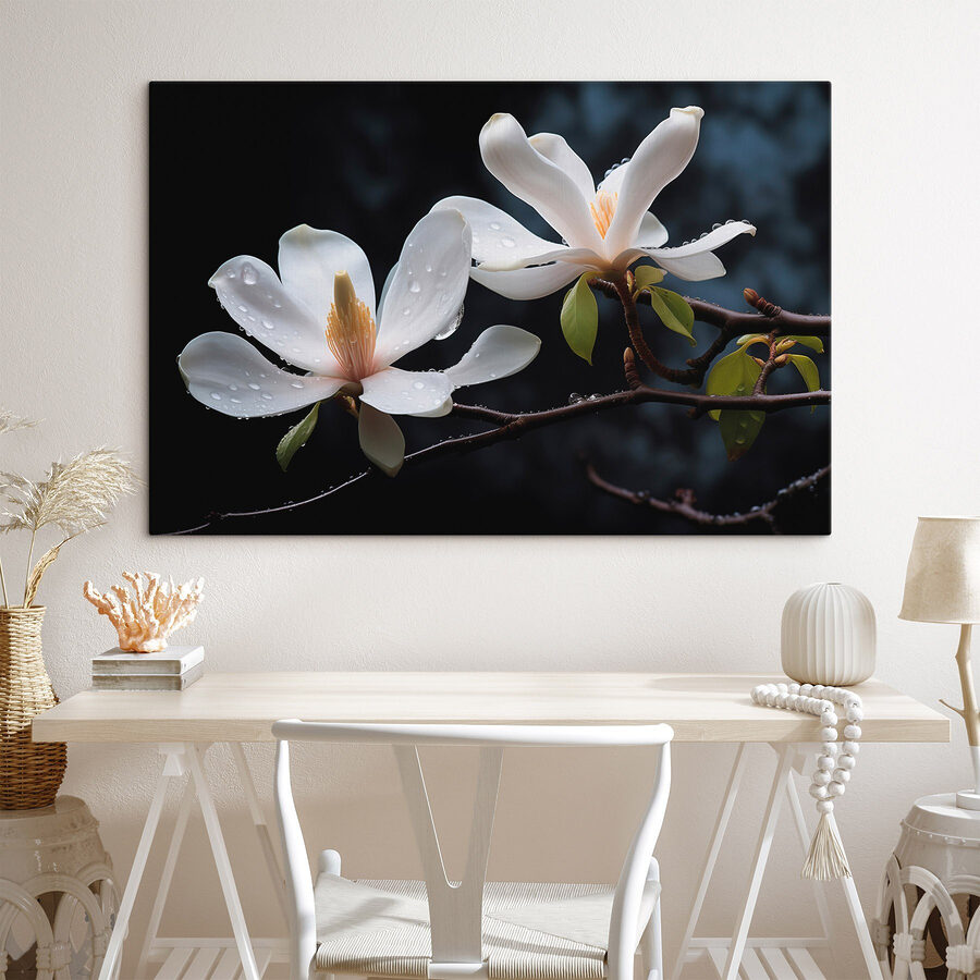 Delicate bloesems versierd met druppels Delicate bloesems versierd met druppels