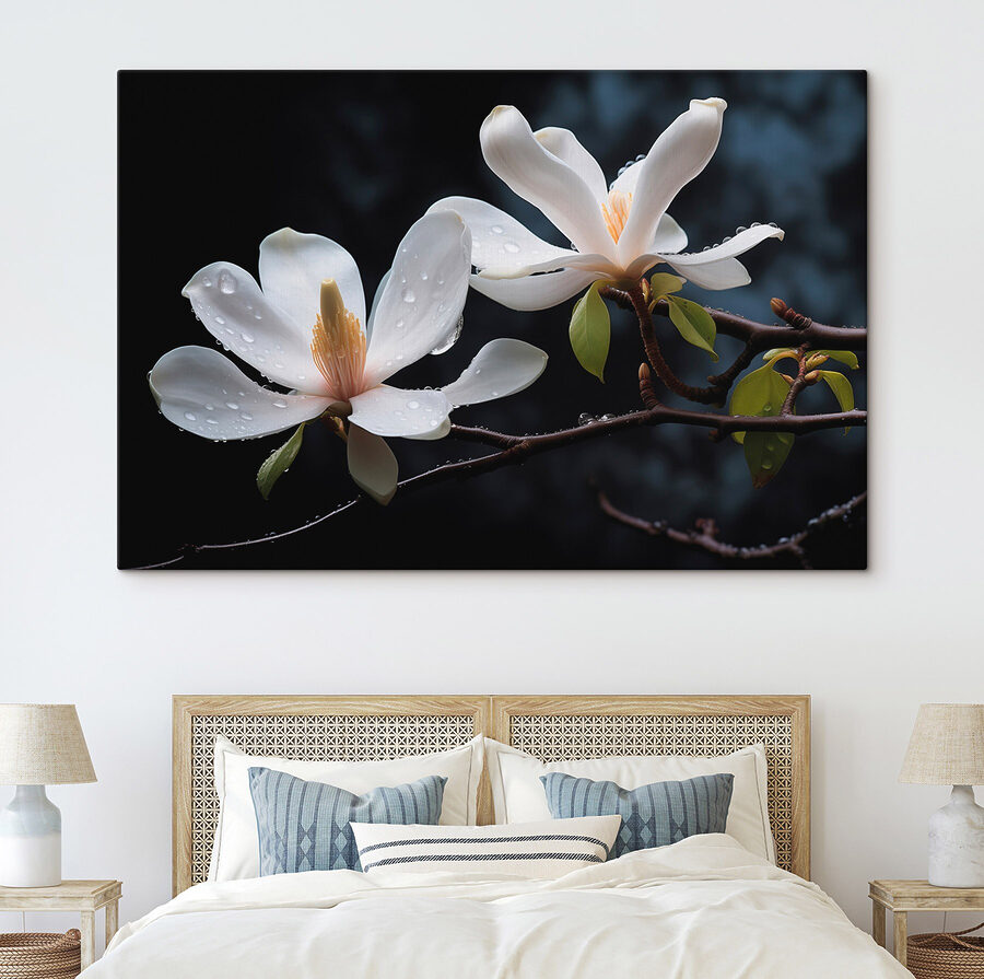 Delicate bloesems versierd met druppels Delicate bloesems versierd met druppels