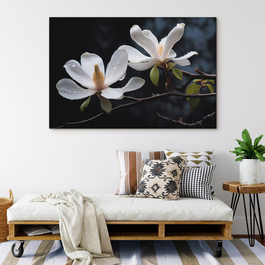 Delicate bloesems versierd met druppels Delicate bloesems versierd met druppels