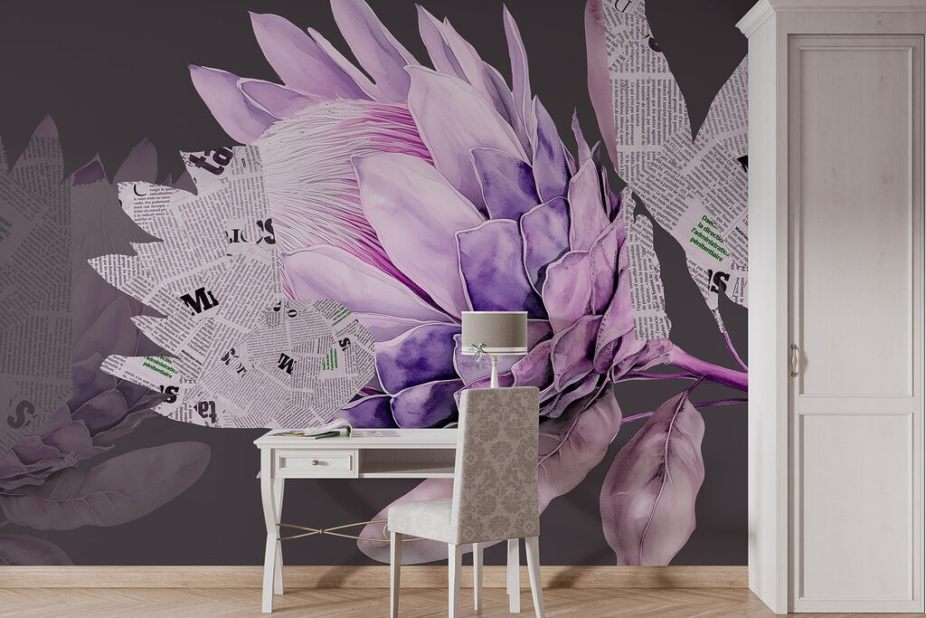 Purple flower with newspaper Purple flower with newspaper