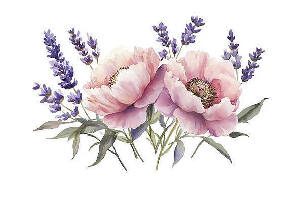 Aquarel van bloemen en bladeren Aquarel van bloemen en bladeren