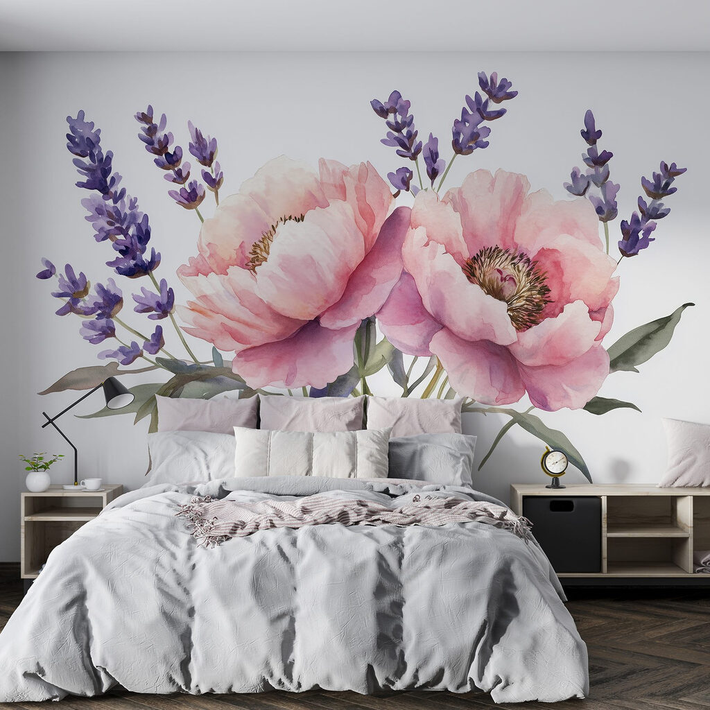 Watercolor of flowers and leaves