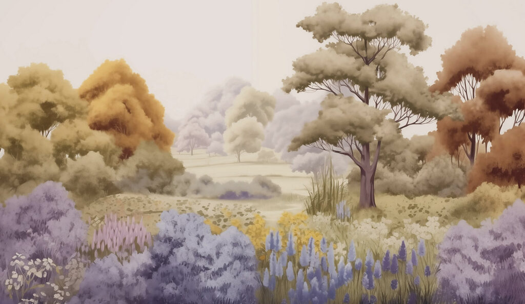 Landschap met bomen en bloemen Landschap met bomen en bloemen